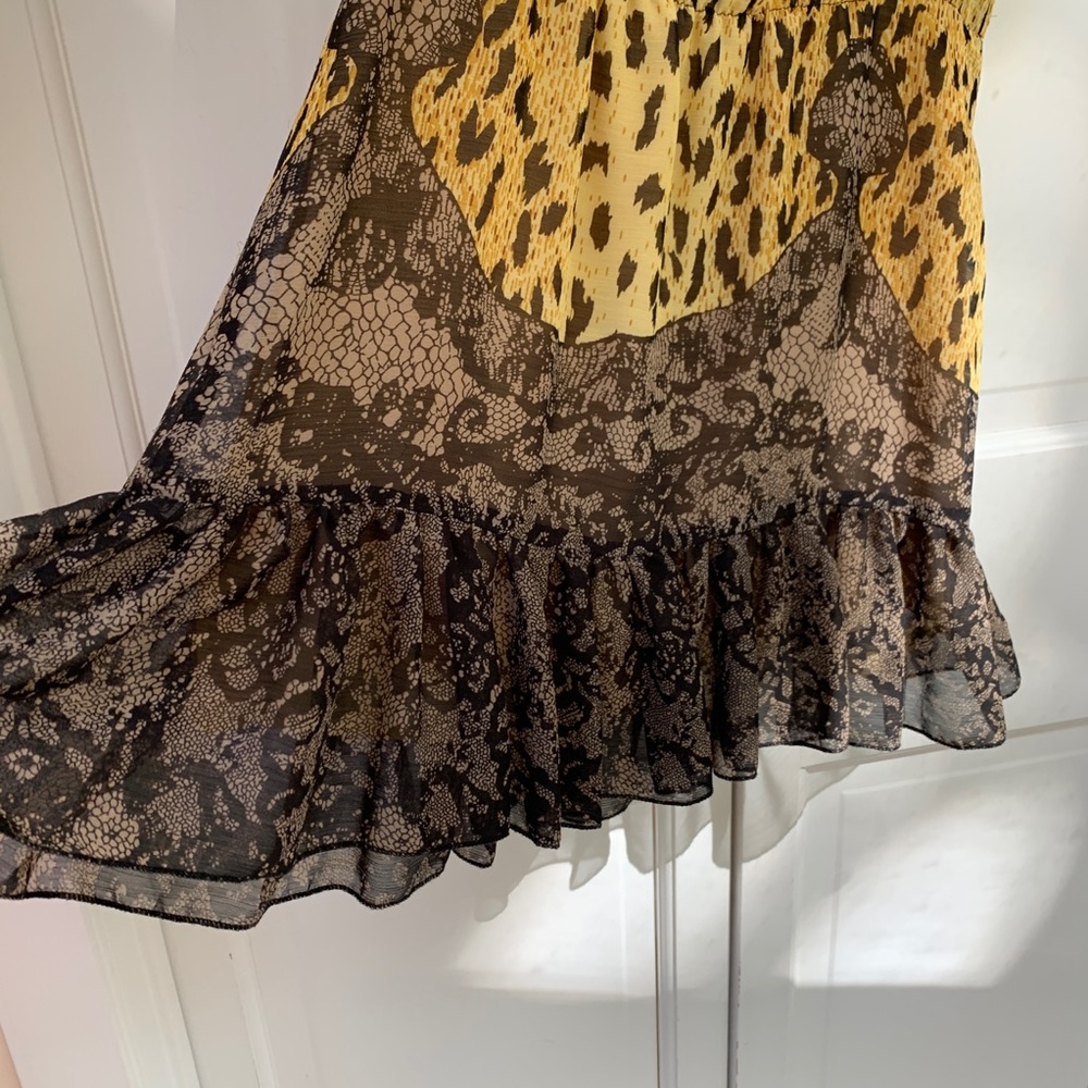 Leopard and Lace Printed 100% Silk Short Dress - Picture 5 of 12